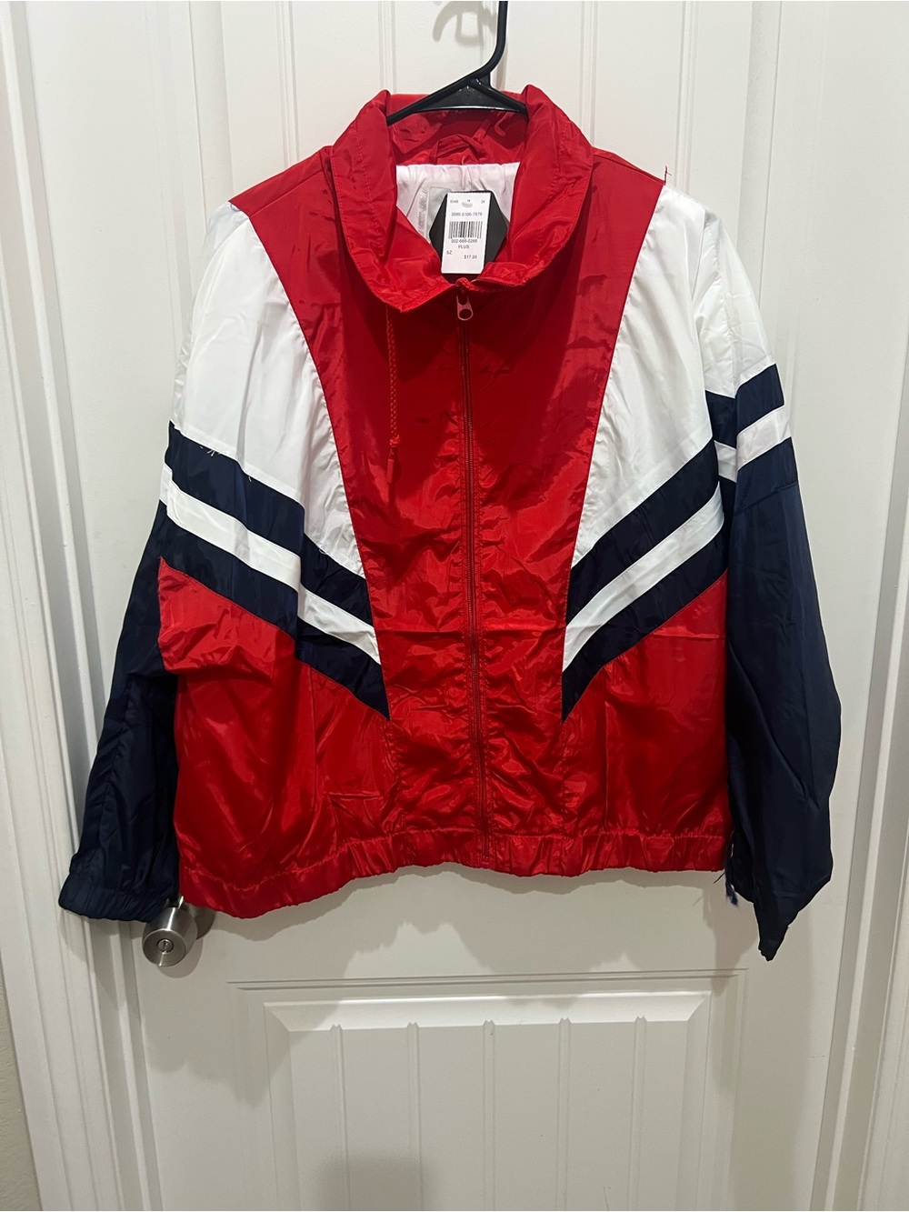 New Look Red White and Navy Colorblock Kids Raincoat